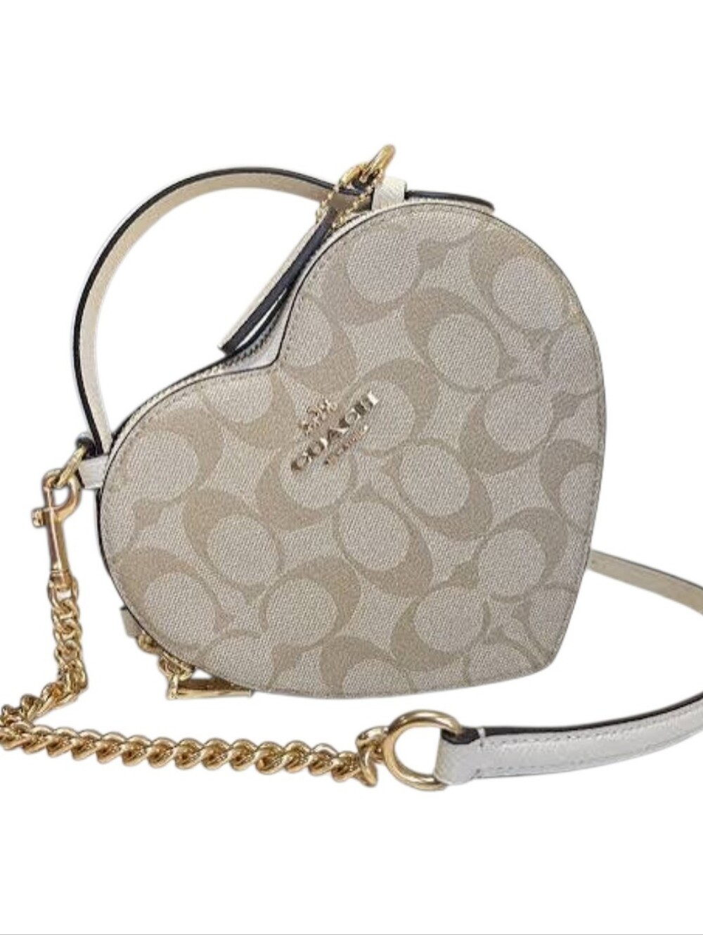 COACH Heart Crossbody Light Khaki Signature C